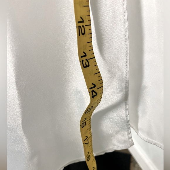 Vintage White Satin Midi Babydoll Slip Dress Lace Sequins Beaded - Picture 12 of 14